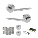STATUS Alabama Door Handle Pack (Bathroom Set - 2.5" CE Bathroom Lock, 3" Premium Hinges x3) - Polished Chrome