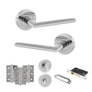 STATUS Alabama Door Handle Pack (Bathroom Set - 3" CE Bathroom Lock, 3" Premium Hinges x3) - Polished Chrome