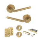 STATUS Alabama Door Handle Pack (3 Lever Lock Set - 2.5" CE Sashlock, 4" Slim Knuckle Hinges x2) - Satin Brass