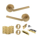 STATUS Alabama Door Handle Pack (Euro Lock Set - 2.5" CE Sashlock, 3" Premium Hinges x3) - Satin Brass