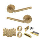 STATUS Alabama Door Handle Pack (Euro Lock Set - 3" CE Sashlock, 4" Fire Rated Hinges x3) - Satin Brass