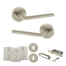 STATUS Alabama Door Handle Pack (3 Lever Lock Set - 2.5" CE Sashlock, 4" Fire Rated Hinges x3) - Satin Nickel