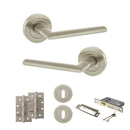 STATUS Alabama Door Handle Pack (3 Lever Lock Set - 2.5" CE Sashlock, 4" Slim Knuckle Hinges x2) - Satin Nickel