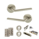 STATUS Alabama Door Handle Pack (Euro Lock Set - 3" CE Sashlock, 4" Slim Knuckle Hinges x2) - Satin Nickel