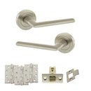 STATUS Alabama Door Handle Pack (Latch Set - 3" CE Latch, 4" Fire Rated Hinges x3) - Satin Nickel