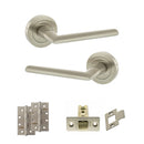 STATUS Alabama Door Handle Pack (Latch Set - 2.5" CE Latch, 4" Slim Knuckle Hinges x2) - Satin Nickel