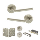 STATUS Alabama Door Handle Pack (Bathroom Set - 3" CE Bathroom Lock, 3" Premium Hinges x3) - Satin Nickel