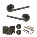 STATUS Alabama Door Handle Pack (3 Lever Lock Set - 2.5" CE Sashlock, 4" Fire Rated Hinges x3) - Urban Dark Bronze