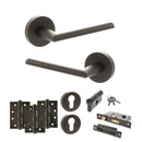 STATUS Alabama Door Handle Pack (Euro Lock Set - 2.5" CE Sashlock, 4" Fire Rated Hinges x3) - Urban Dark Bronze