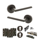 STATUS Alabama Door Handle Pack (Euro Lock Set - 3" CE Sashlock, 4" Fire Rated Hinges x3) - Urban Dark Bronze