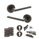 STATUS Alabama Door Handle Pack (Euro Lock Set - 2.5" CE Sashlock, 4" Slim Knuckle Hinges x2) - Urban Dark Bronze