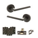 STATUS Alabama Door Handle Pack (Latch Set - 2.5" CE Latch, 4" Fire Rated Hinges x3) - Urban Dark Bronze