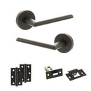 STATUS Alabama Door Handle Pack (Latch Set - 2.5" Latch, 3" Hinges x2) - Urban Dark Bronze