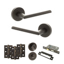 STATUS Alabama Door Handle Pack (Bathroom Set - 3" CE Bathroom Lock, 3" Premium Hinges x3) - Urban Dark Bronze