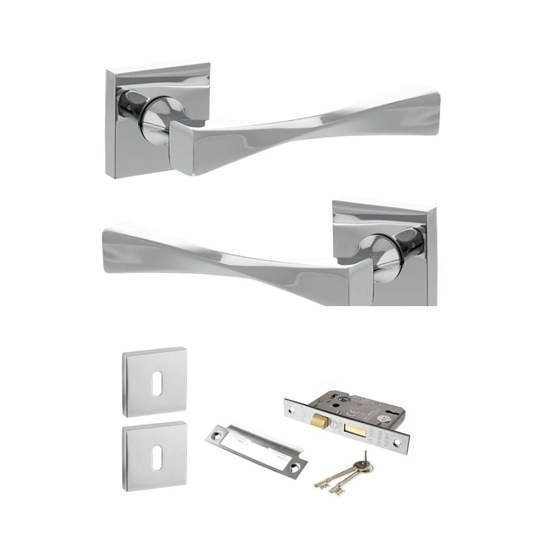 Atlantic SP190 Senza Pari Guido on Square Rose Door Handle Pack