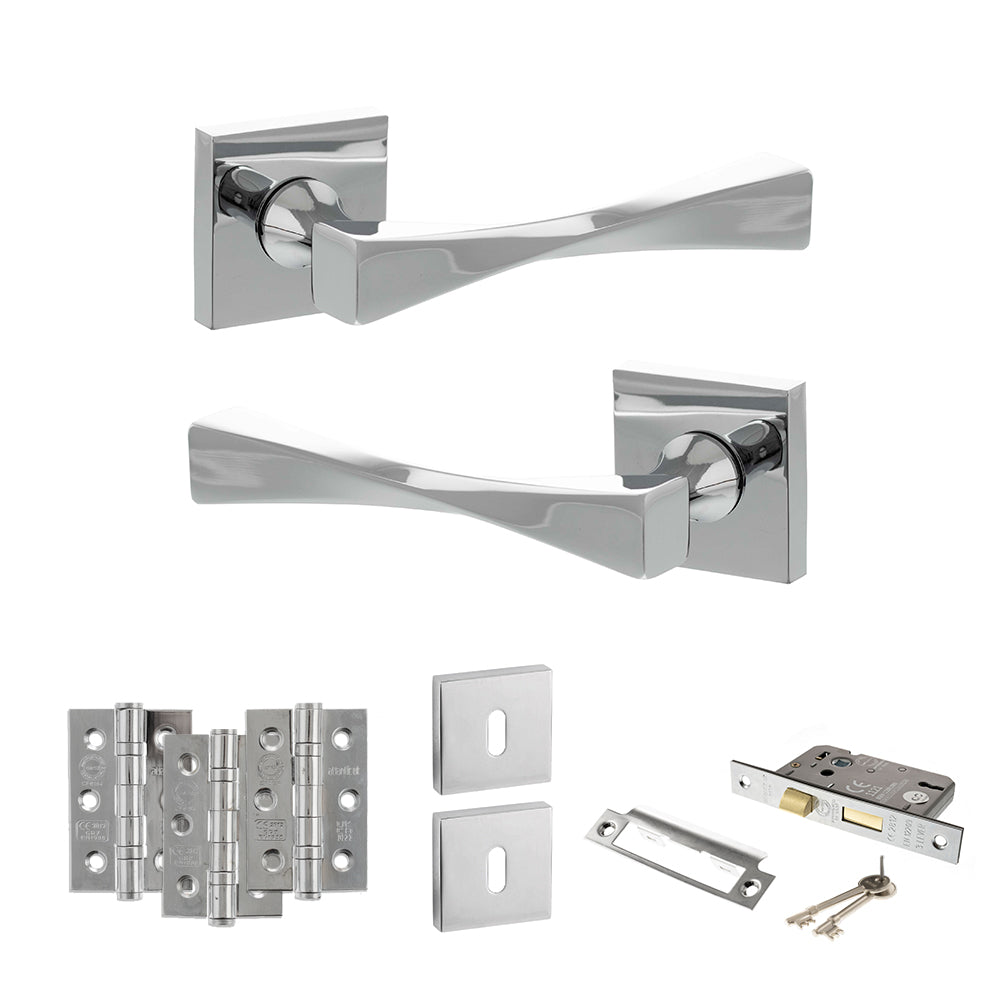 Atlantic SP190 Senza Pari Guido on Square Rose Door Handle Pack