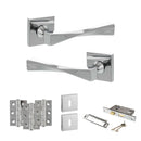Senza Pari Guido Door Handle Pack (3 Lever Lock Set - 3" CE Sashlock, 3" Premium Hinges x3) - Polished Chrome