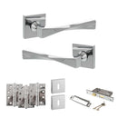 Senza Pari Guido Door Handle Pack (3 Lever Lock Set - 2.5" CE Sashlock, 4" Fire Rated Hinges x3) - Polished Chrome