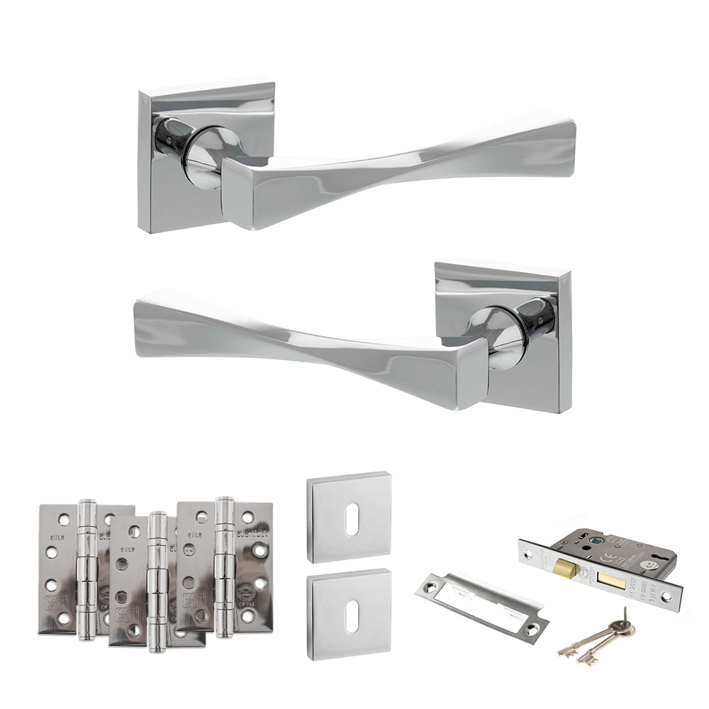 Atlantic SP190 Senza Pari Guido on Square Rose Door Handle Pack