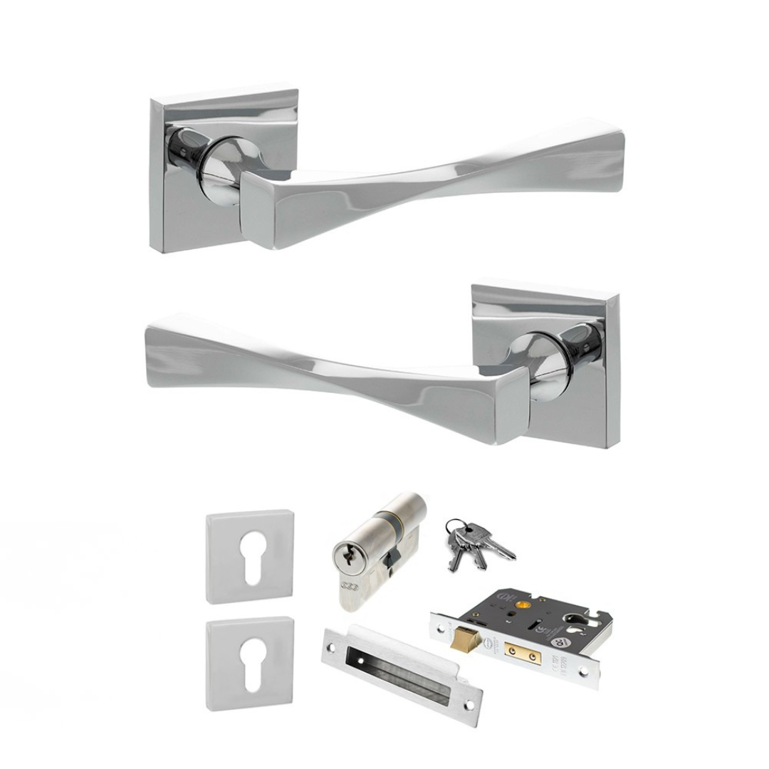 Atlantic SP190 Senza Pari Guido on Square Rose Door Handle Pack