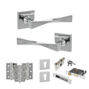Senza Pari Guido Door Handle Pack (Euro Lock Set - 3" CE Sashlock, 3" Premium Hinges x3) - Polished Chrome