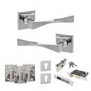 Senza Pari Guido Door Handle Pack (Euro Lock Set - 2.5" CE Sashlock, 4" Fire Rated Hinges x3) - Polished Chrome