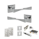 Senza Pari Guido Door Handle Pack (Euro Lock Set - 2.5" CE Sashlock, 4" Slim Knuckle Hinges x2) - Polished Chrome