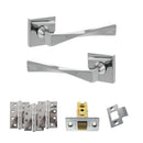 Senza Pari Guido Door Handle Pack (Latch Set - 2.5" CE Latch, 4" Fire Rated Hinges x3) - Polished Chrome