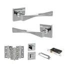 Senza Pari Guido Door Handle Pack (Bathroom Set - 3" CE Bathroom Lock, 3" Premium Hinges x3) - Polished Chrome