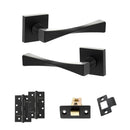 Senza Pari Guido Door Handle Pack (Latch Set - 3" CE Latch, 4" Slim Knuckle Hinges x2) - Matt Black