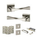 Senza Pari Guido Door Handle Pack (3 Lever Lock Set - 3" CE Sashlock, 3" Premium Hinges x3) - Satin Nickel
