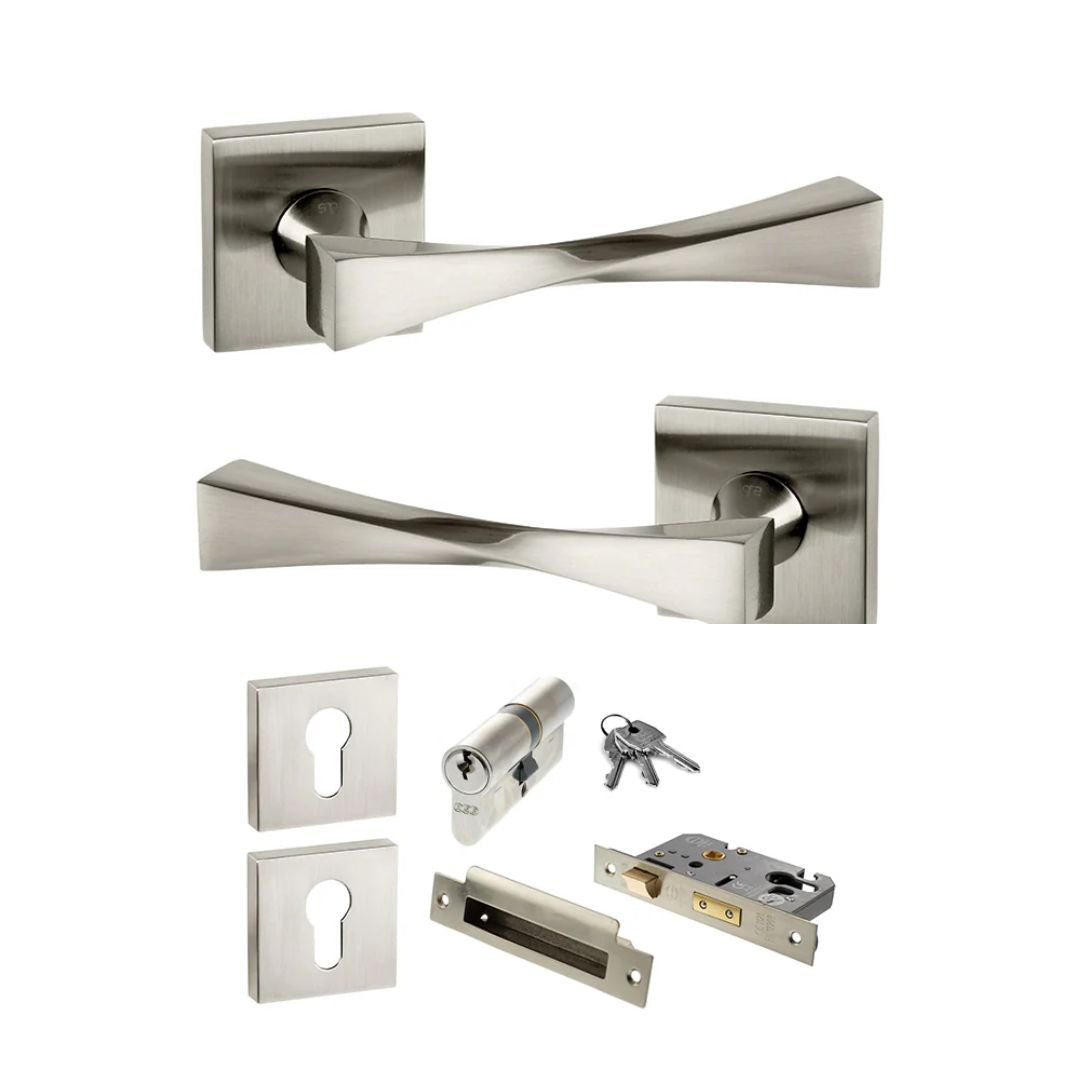 Atlantic SP190 Senza Pari Guido on Square Rose Door Handle Pack
