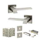 Senza Pari Giovanni Door Handle Pack (3 Lever Lock Set - 2.5" CE Sashlock, 3" Premium Hinges x3) - Satin Nickel