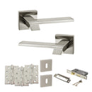 Senza Pari Giovanni Door Handle Pack (3 Lever Lock Set - 3" CE Sashlock, 4" Fire Rated Hinges x3) - Satin Nickel