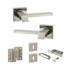 Senza Pari Giovanni Door Handle Pack (3 Lever Lock Set - 3" CE Sashlock, 4" Slim Knuckle Hinges x2) - Satin Nickel