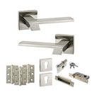 Senza Pari Giovanni Door Handle Pack (Euro Lock Set - 2.5" CE Sashlock, 3" Premium Hinges x3) - Satin Nickel