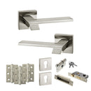 Senza Pari Giovanni Door Handle Pack (Euro Lock Set - 3" CE Sashlock, 3" Premium Hinges x3) - Satin Nickel