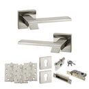 Senza Pari Giovanni Door Handle Pack (Euro Lock Set - 2.5" CE Sashlock, 4" Fire Rated Hinges x3) - Satin Nickel