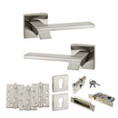 Senza Pari Giovanni Door Handle Pack (Euro Lock Set - 3" CE Sashlock, 4" Fire Rated Hinges x3) - Satin Nickel