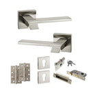 Senza Pari Giovanni Door Handle Pack (Euro Lock Set - 2.5" CE Sashlock, 4" Slim Knuckle Hinges x2) - Satin Nickel