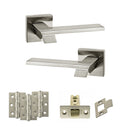 Senza Pari Giovanni Door Handle Pack (Latch Set - 3" CE Latch, 3" Premium Hinges x3) - Satin Nickel