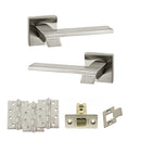 Senza Pari Giovanni Door Handle Pack (Latch Set - 2.5" CE Latch, 4" Fire Rated Hinges x3) - Satin Nickel
