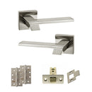 Senza Pari Giovanni Door Handle Pack (Latch Set - 3" CE Latch, 4" Slim Knuckle Hinges x2) - Satin Nickel
