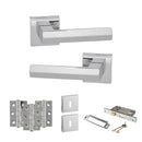 Senza Pari Davoli Door Handle Pack (3 Lever Lock Set - 2.5" CE Sashlock, 3" Premium Hinges x3) - Polished Chrome