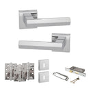 Senza Pari Davoli Door Handle Pack (3 Lever Lock Set - 2.5" CE Sashlock, 4" Fire Rated Hinges x3) - Polished Chrome