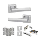 Senza Pari Davoli Door Handle Pack (Euro Lock Set - 3" CE Sashlock, 3" Premium Hinges x3) - Polished Chrome