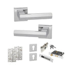 Senza Pari Davoli Door Handle Pack (Euro Lock Set - 3" CE Sashlock, 4" Slim Knuckle Hinges x2) - Polished Chrome
