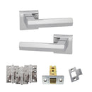 Senza Pari Davoli Door Handle Pack (Latch Set - 2.5" CE Latch, 4" Fire Rated Hinges x3) - Polished Chrome