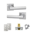 Senza Pari Davoli Door Handle Pack (Latch Set - 3" CE Latch, 4" Slim Knuckle Hinges x2) - Polished Chrome