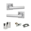 Senza Pari Davoli Door Handle Pack (Latch Set - 2.5" Latch, 3" Hinges x2) - Polished Chrome